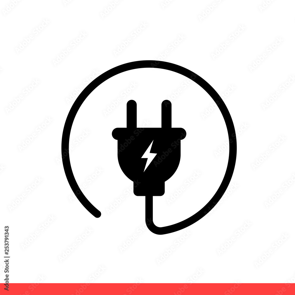 Plug vector icon, electric symbol. Simple, flat design for web or mobile app Plug vector icon, electric symbol. Simple, flat design for web or mobile app