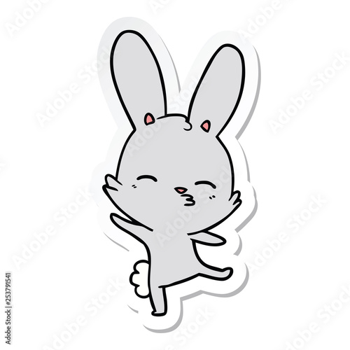 sticker of a curious bunny cartoon