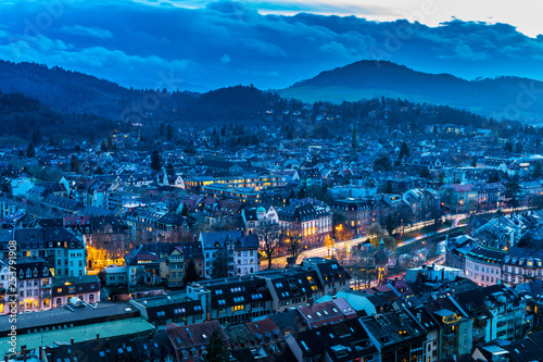 Germany  Magic city freiburg im breisgau in twilight