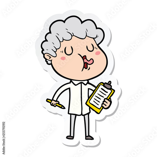 sticker of a cartoon man singing