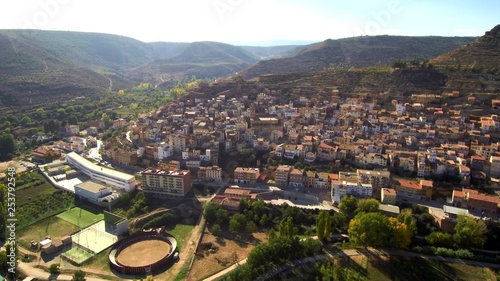 Valencia. Village of Ademuz. Spain.  Aerial view by Drone photo