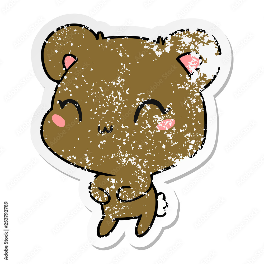 distressed sticker cartoon kawaii cute teddy bear distressed sticker cartoon kawaii cute teddy bear