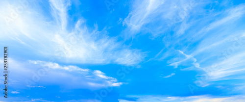 Panorama fantacy blue sky and softly clouds background in summer