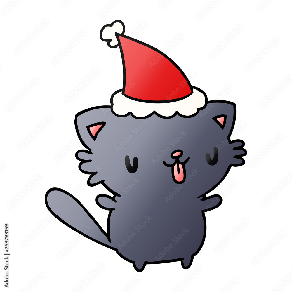 Naklejka premium christmas gradient cartoon of kawaii cat