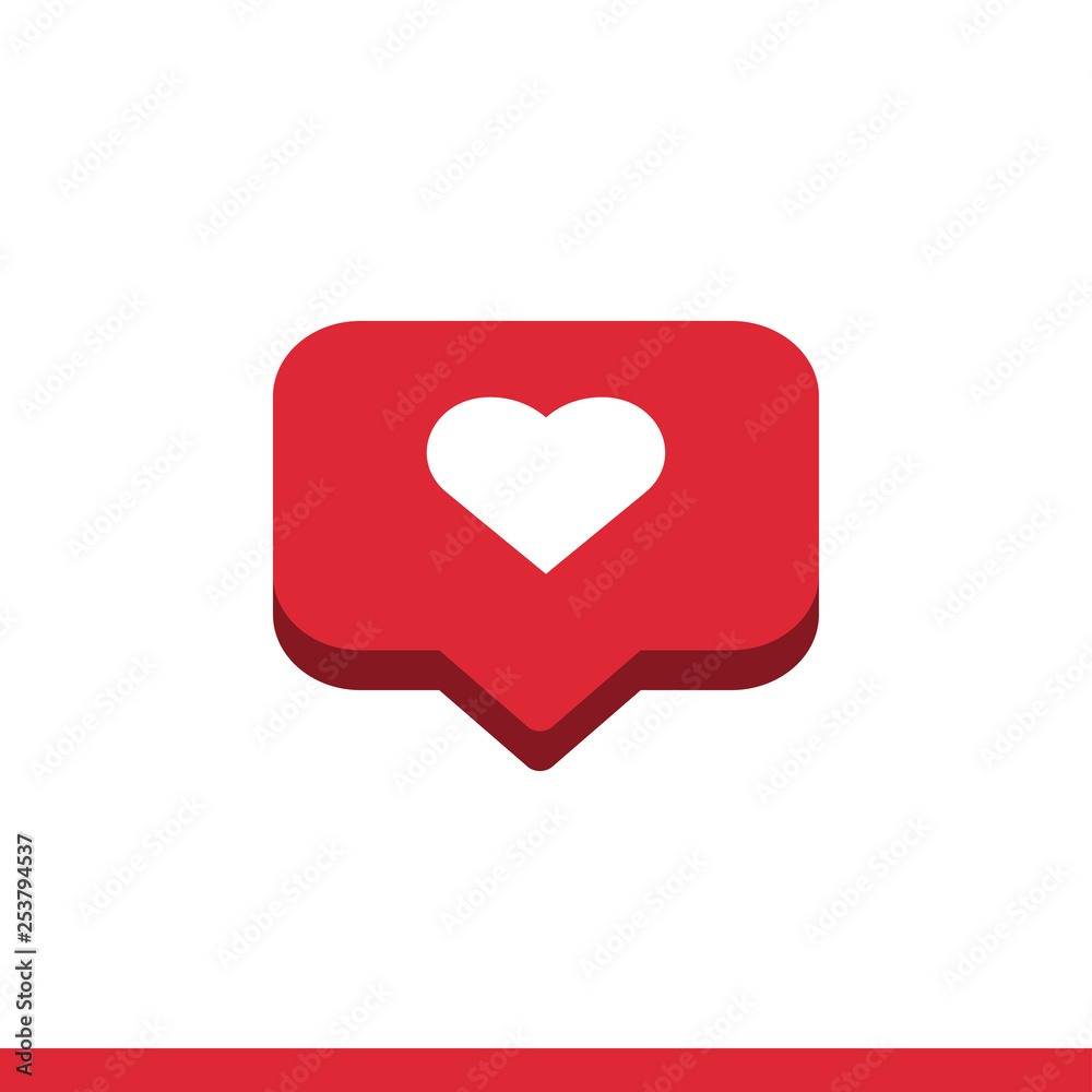 Like isometric vector icon, heart emotion for social media symbol. Simple, flat design for web or mobile app