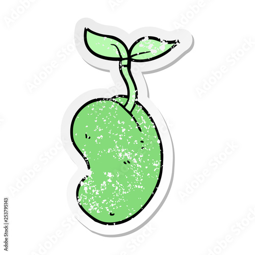 distressed sticker of a cartoon sprouting seed