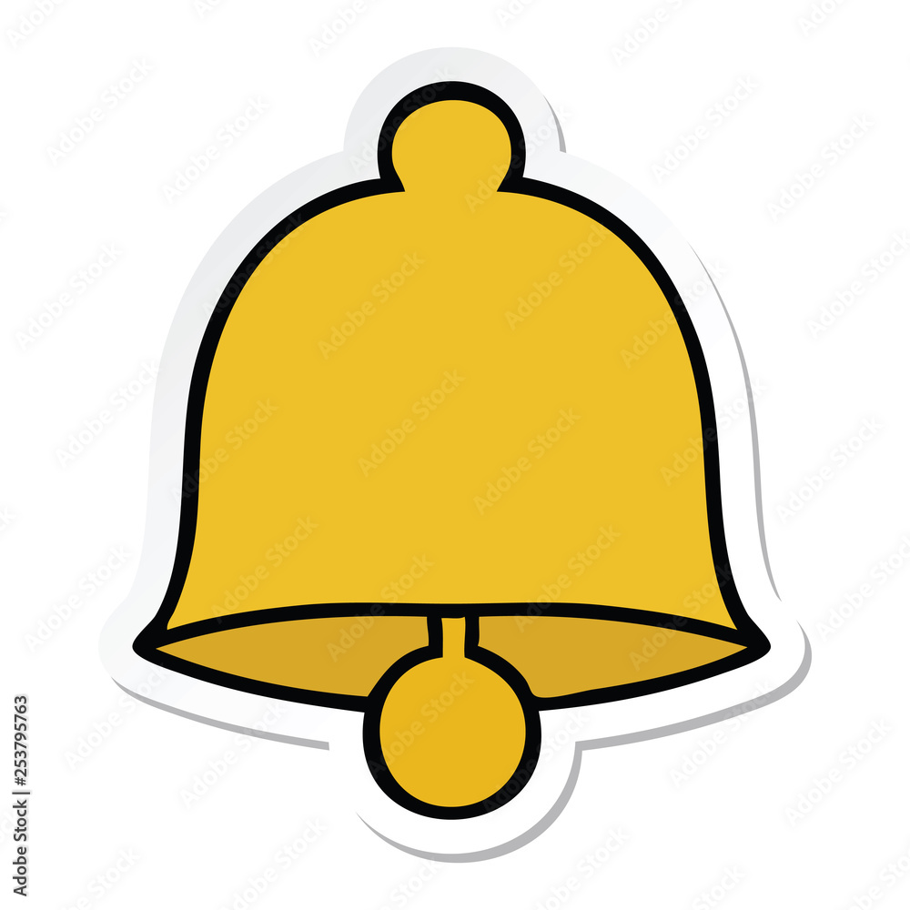 Naklejka premium sticker of a cute cartoon brass bell