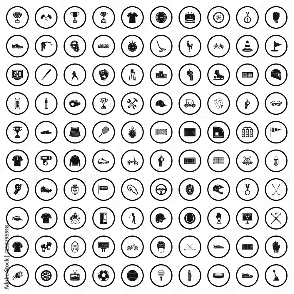 100 sports competition icons set in simple style for any design vector illustration 100 sports competition icons set in simple style for any design vector illustration