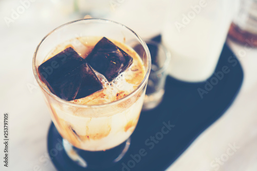 coffee ice cube with milk, ...