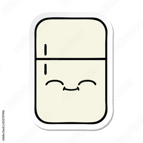 sticker of a cute cartoon fridge freezer