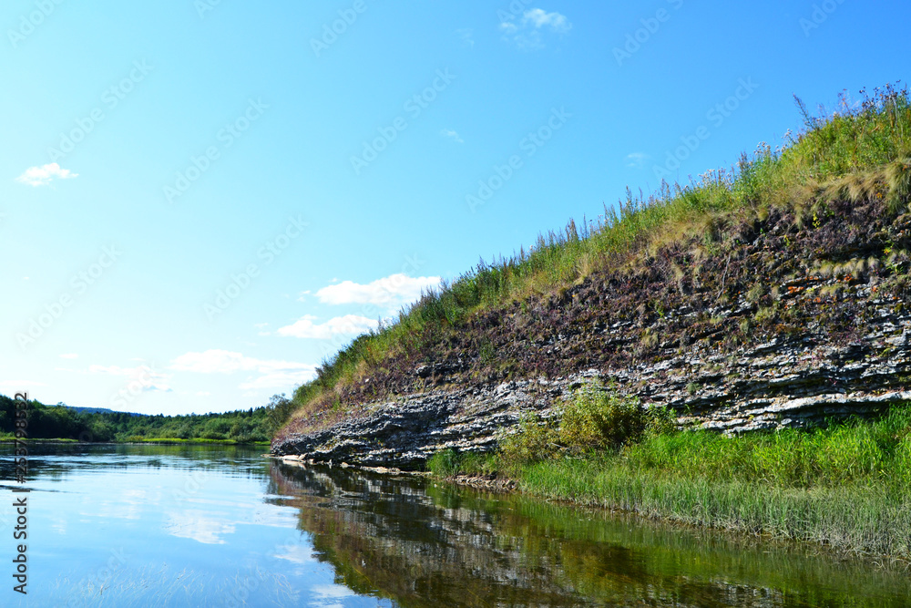 rocky shore by the river