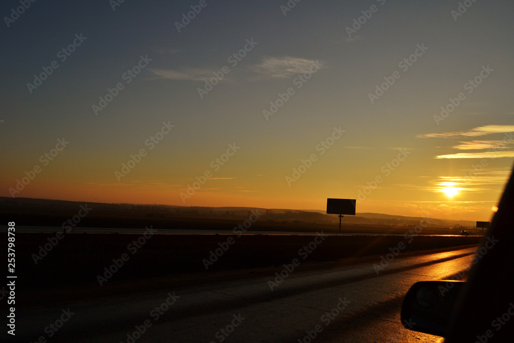 road going into the sunset