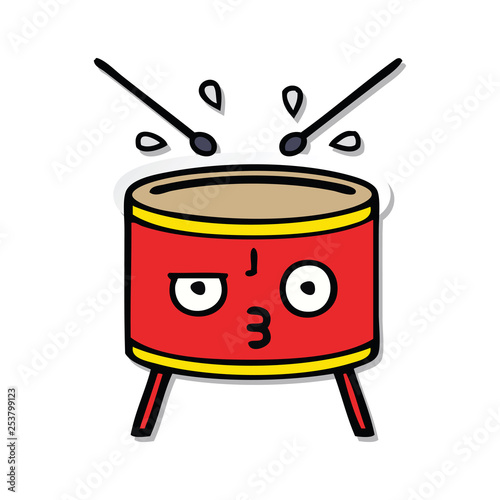 sticker of a cute cartoon drum photo