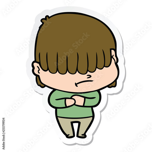 sticker of a cartoon boy with untidy hair