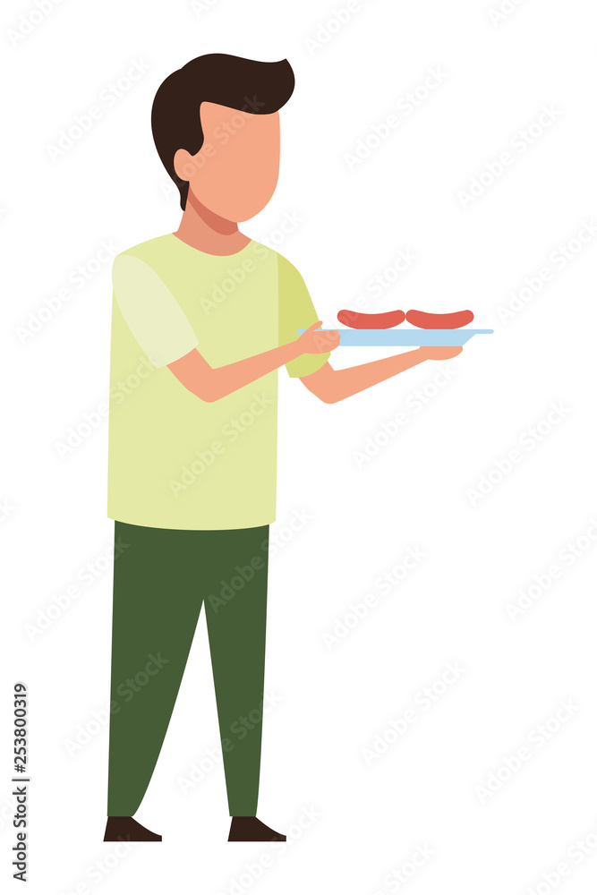 faceless boy barbecue grill