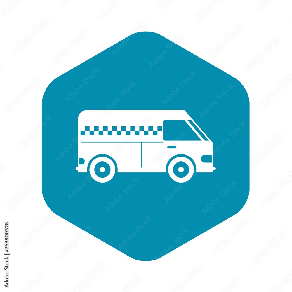 Minibus taxi icon in simple style isolated on white background Minibus taxi icon in simple style isolated on white background