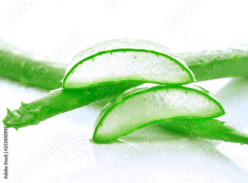 Aloe vera sliced, isolated on a white background