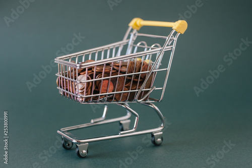 Shopping cart with coins