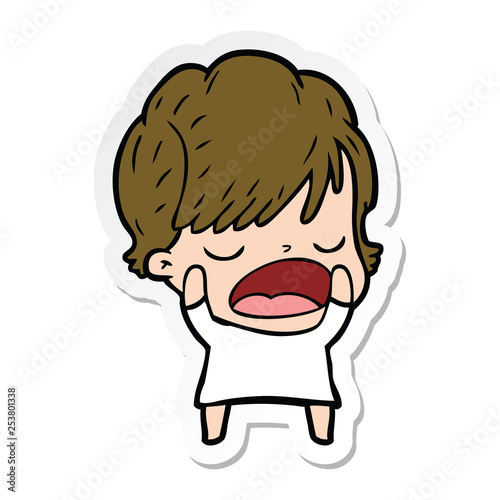 sticker of a cartoon woman talking