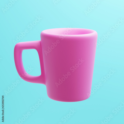 Ceramic Pink Mug, 3d rendering, Coffee Cup