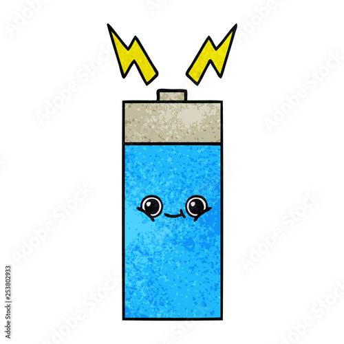 retro grunge texture cartoon battery