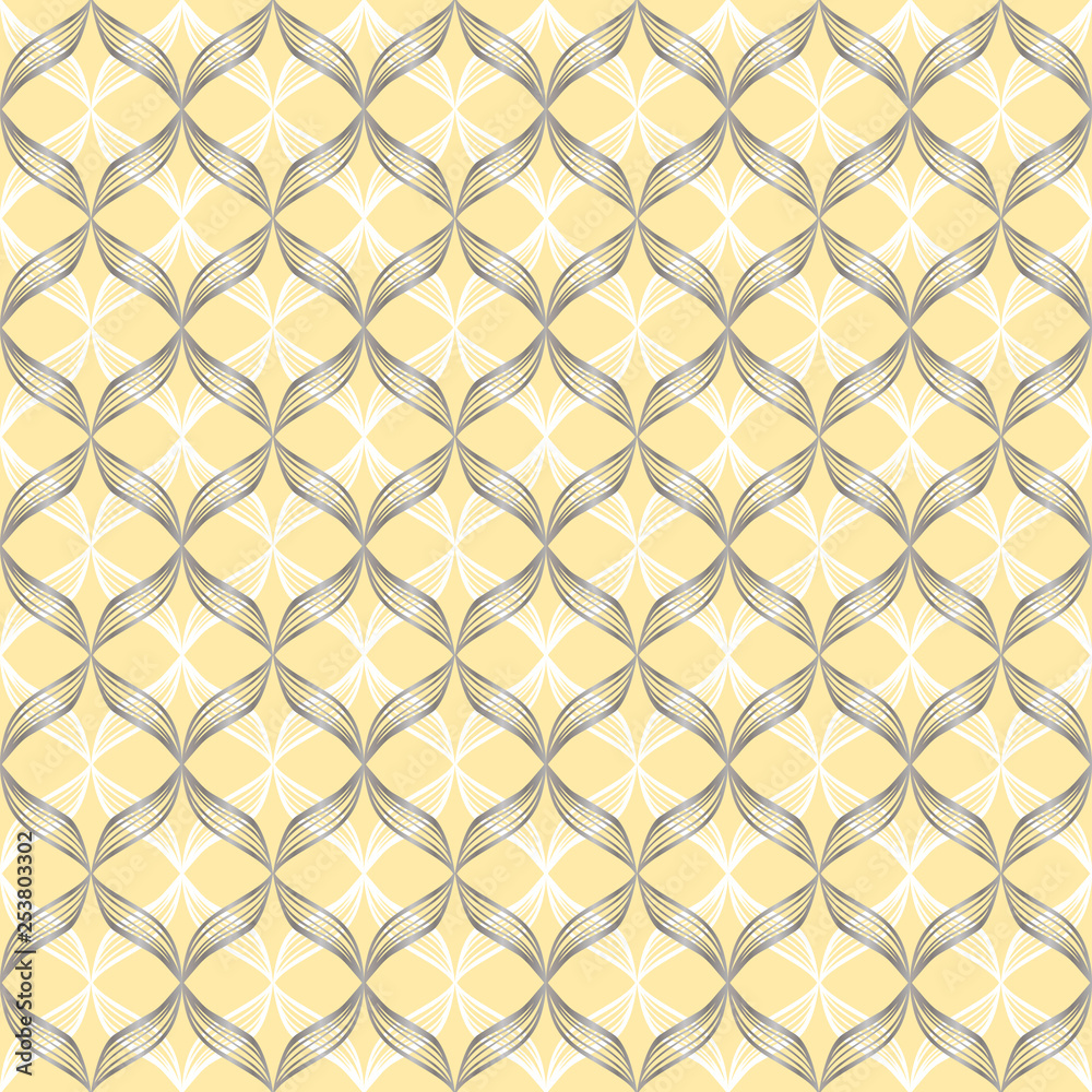 Fototapeta premium Vector abstract geometric seamless pattern. Elegant texture with mesh, net, lattice, grid, diamond shapes, rhombuses. Simple graphic background. Repeat design for decor, textile, cover, wrapped, tile