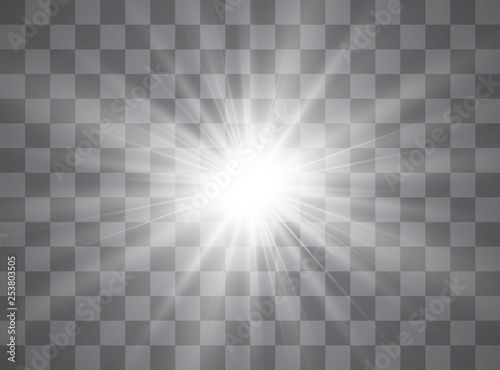 Glow light effect. Star burst with sparkles. Sun. Vector illustration