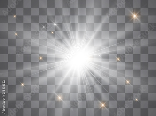 Glow light effect. Star burst with sparkles. Sun. Vector illustration