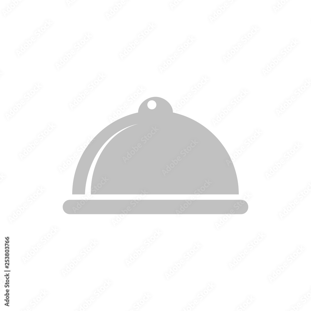 Serving dinner tray for waiter isolated on white background. Logo for restaurant. Vector flat cartoon design Serving dinner tray for waiter isolated on white background. Logo for restaurant. Vector flat cartoon design