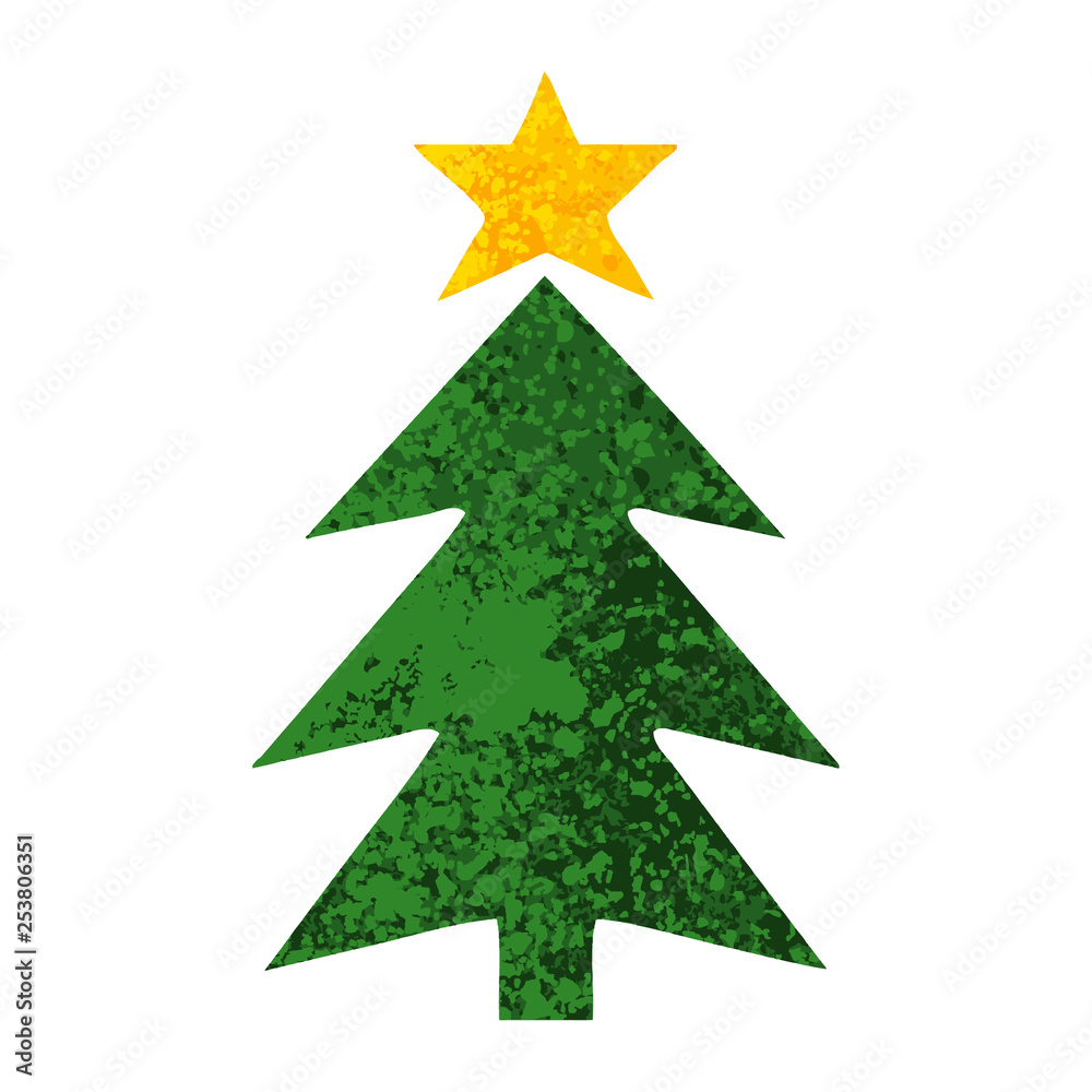 retro illustration style cartoon christmas tree retro illustration style cartoon christmas tree