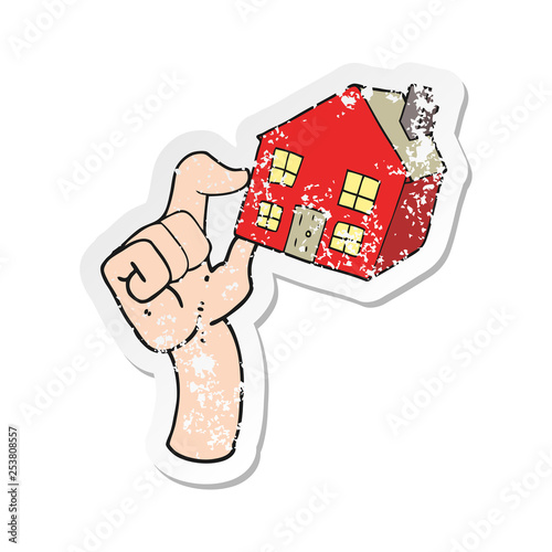 retro distressed sticker of a cartoon housing market