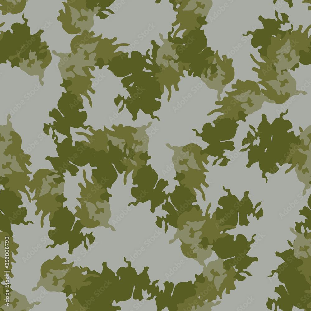 Field camouflage of various shades of green and gray colors Field camouflage of various shades of green and gray colors