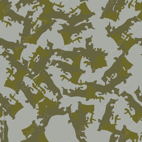 Field camouflage of various shades of green and gray colors