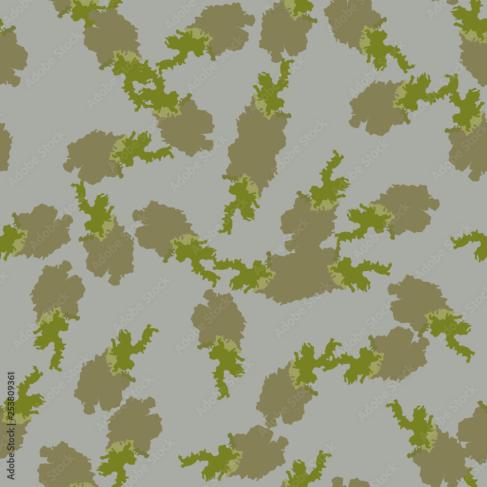 Field camouflage of various shades of green and gray colors
