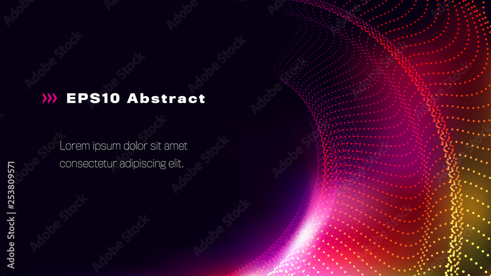 Abstract Futuristic Colorful Background with Wavy Dots in Red Tones. Aspect Ratio 16:9. EPS10 Vector. Abstract Futuristic Colorful Background with Wavy Dots in Red Tones. Aspect Ratio 16:9. EPS10 Vector.