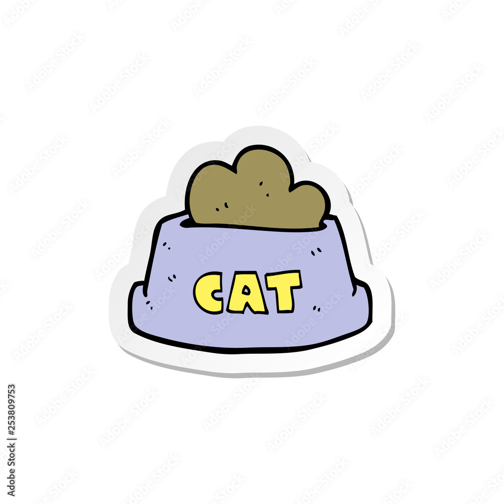 sticker of a cartoon cat food sticker of a cartoon cat food