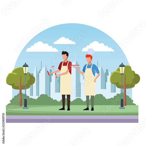 faceless men chef cook barbecue food