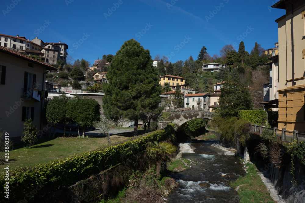 Italy, Menaggio, Lake Como, water flows in a small stream