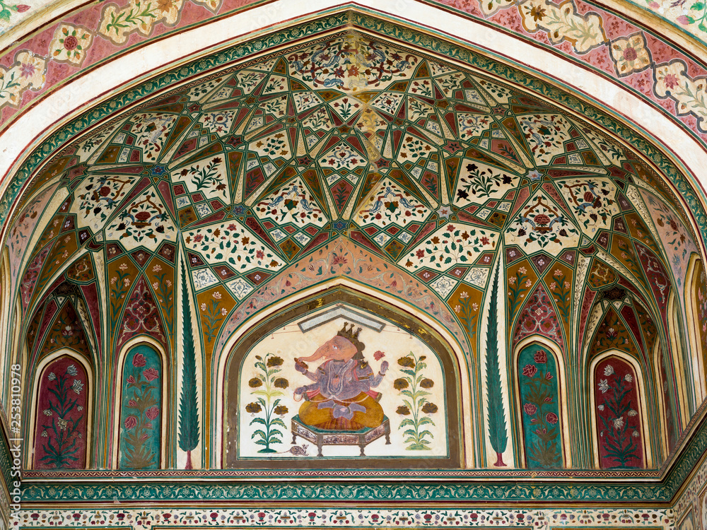 Details of arch at fort, Amber Fort, Jaipur, Rajasthan, India