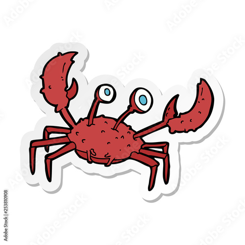sticker of a cartoon crab