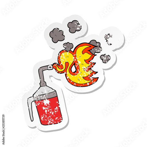 retro distressed sticker of a cartoon blow torch