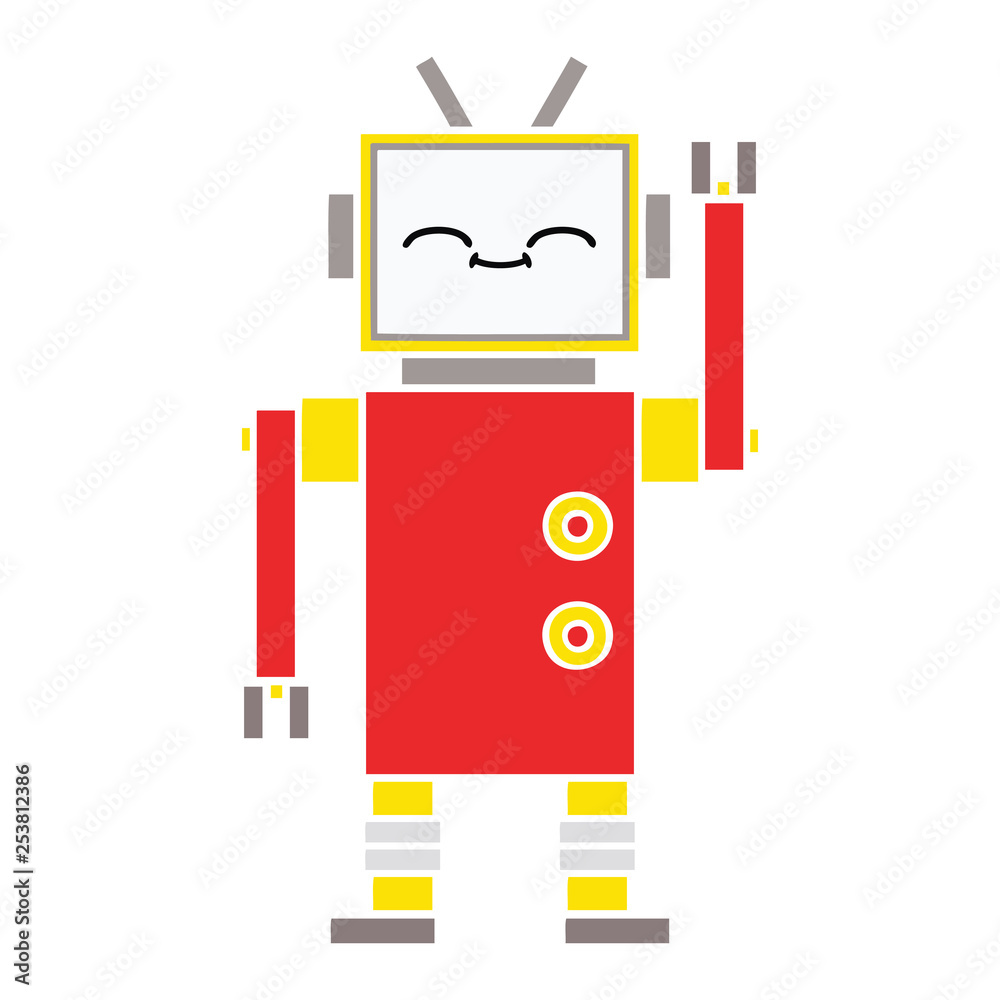 flat color retro cartoon robot flat color retro cartoon robot