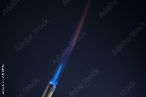 Propane torch flame on black background 