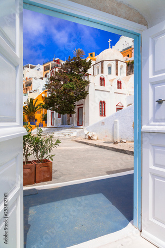 Streetes of  Santorini island. Architectural details. Greece photo