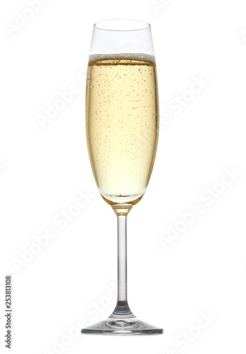 glass of champagne isolated on white