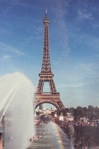 Eiffel Tower and rainbow