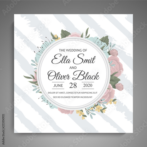 Wedding invitation. Beautiful flowers. Greeting card. Frame.