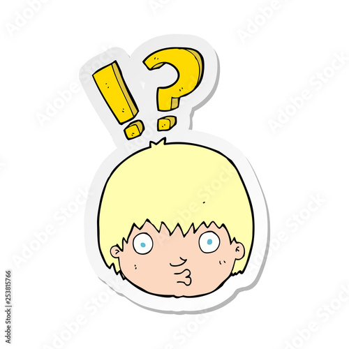 sticker of a cartoon curious face