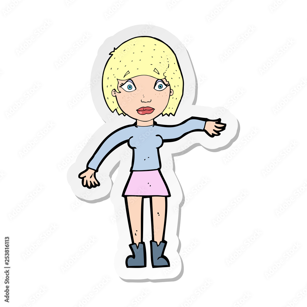 sticker of a cartoon surprised woman sticker of a cartoon surprised woman