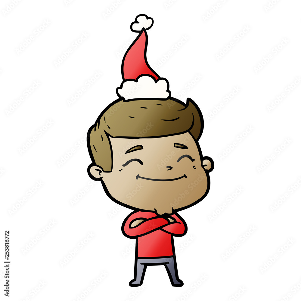 happy gradient cartoon of a man wearing santa hat happy gradient cartoon of a man wearing santa hat